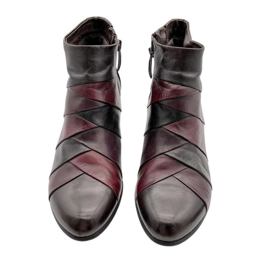 Regarde Le Ciel Black & Merlot 70's Leather Ankle Boots size 8
